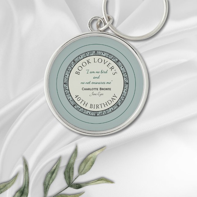 Porte-clés Livre Lover Blue Porte - clé personnalisé (A special personalised gift with this beautiful keychain featuring a quote from Jane Eyre.)