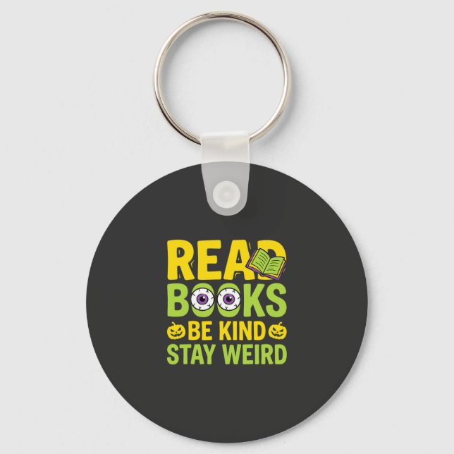 Porte-clés Livres de lecture d'Halloween Soyez gentil Restez  (Recto)