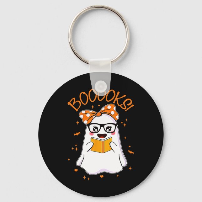Porte-clés Livres Ghost Halloween femmes enseignant bibliothè (Recto)