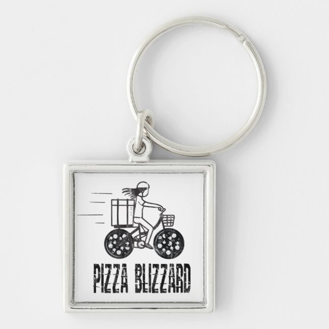 Porte-clés Livreur de pizza à vélo Blizzard (Devant)