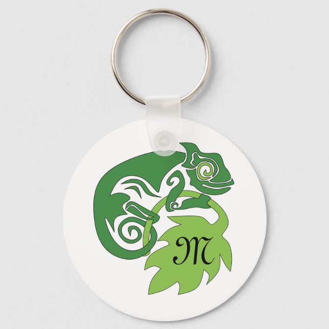 Porte-clés Lizard Vert Chameleon Drunk Suspendu (Recto)