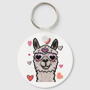 Porte-clés Llama cool avec lunettes de coeur