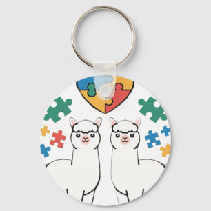 Porte-clés Llama de sensibilisation à l'autisme Puzzle Pièces
