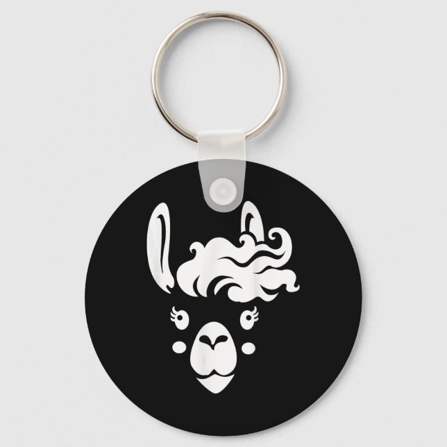 Porte-clés Llama Face Eyelashes Costume Halloween Coiffure (Recto)
