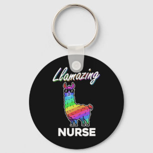Porte-clés Llama T Shirt Llamazing Nurse Médicale Cool arc-en