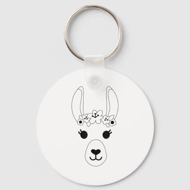 Porte-clés Llama Visage Halloween Costume Fleurs de couronne  (Recto)