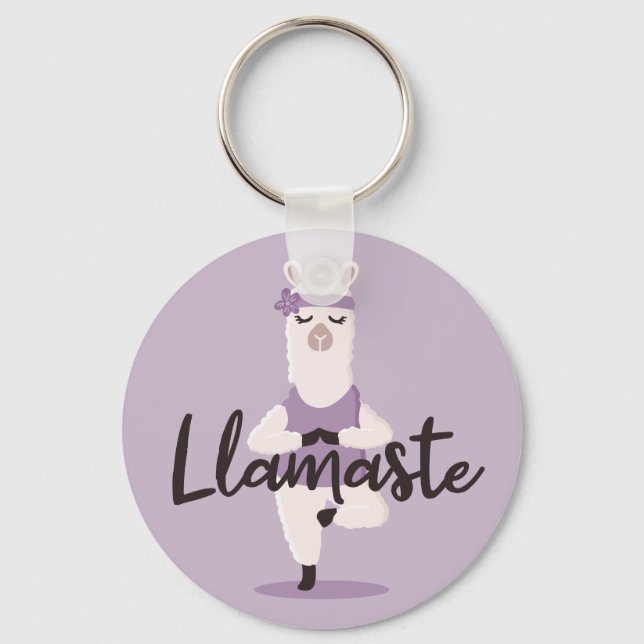 Porte-clés Llamaste Cute & Fun Purple Llama Yoga Caractère (Recto)