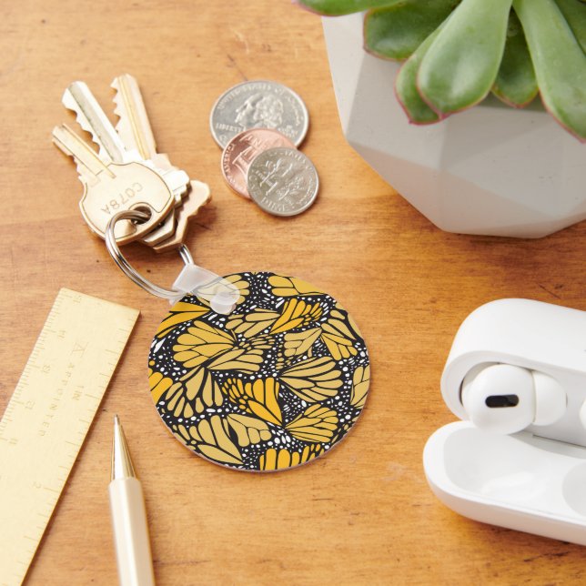 Porte-clés Llavero circular estampado mariposa monarca (Bureau)