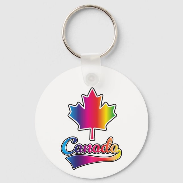 Porte-clés Logo arc-en-ciel de la fierté du Canada (Recto)
