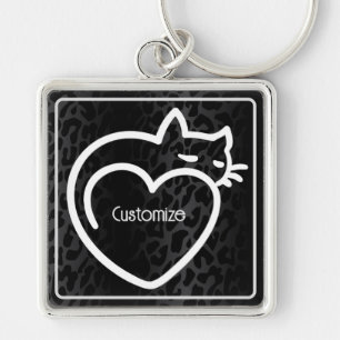 Porte-clés Logo blanc personnalisé d'amour de chats