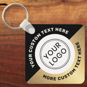 Porte-clés Logo code QR et texte noir dégradé doré