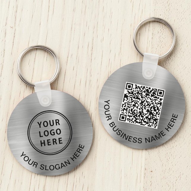 Porte-clés Logo Code QR Promotionnel Argent (Logo QR Code Promotional Silver Keychain)