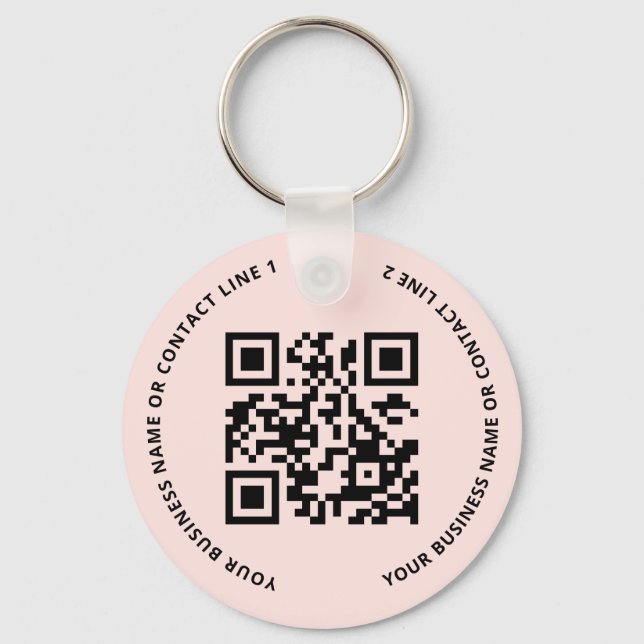 Porte-clés Logo de code QR entreprise rose blush (Recto)