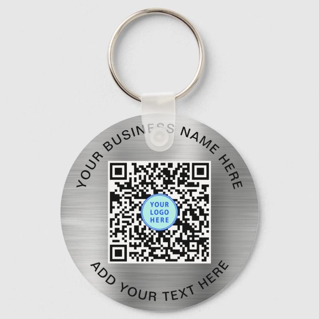 Porte-clés Logo de code QR promotionnel Argent (Recto)