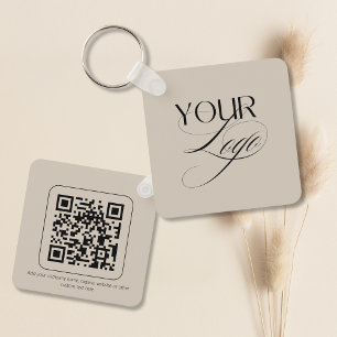Porte-clés Logo de code QR texte personnalisé premium pastel