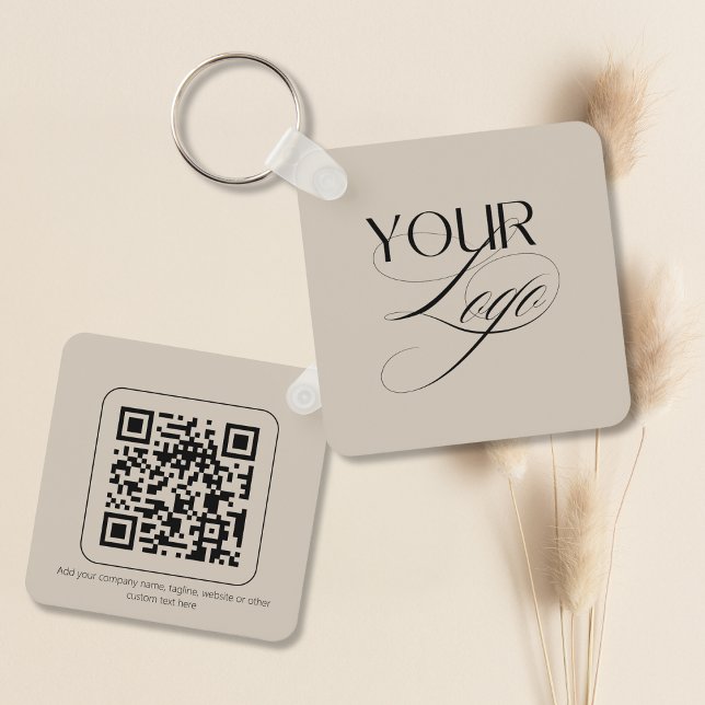 Porte-clés Logo de code QR texte personnalisé premium pastel  (Créateur téléchargé)