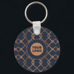 Porte-clés Logo de la société géométrique bleue<br><div class="desc">Bague de clé du logo de la société géométrique bleue par le magasin Carte de visite.</div>