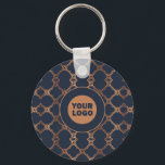 Porte-clés Logo de la société géométrique bleue<br><div class="desc">Bague de clé du logo de la société géométrique bleue par le magasin Carte de visite.</div>