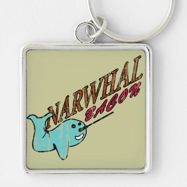 Porte-clés Logo de lard de Narwhal rétro (Devant)