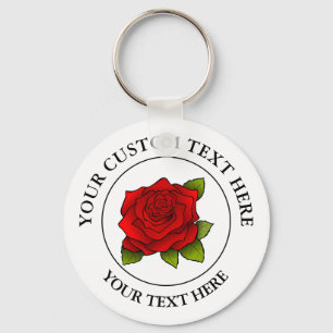 Porte-clés Logo de l'icône de texte personnalisé Rose rouge