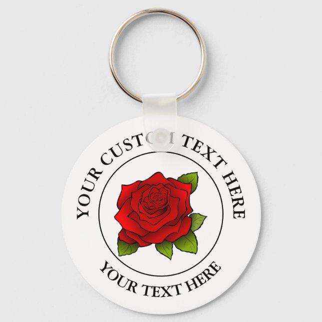 Porte-clés Logo de l'icône de texte personnalisé Rose rouge (Recto)
