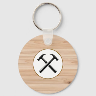 Porte-clés Logo de marteau en bois rustique pour entrepreneur