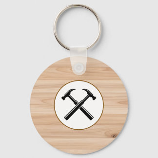 Porte-clés Logo de marteau en bois rustique pour entrepreneur