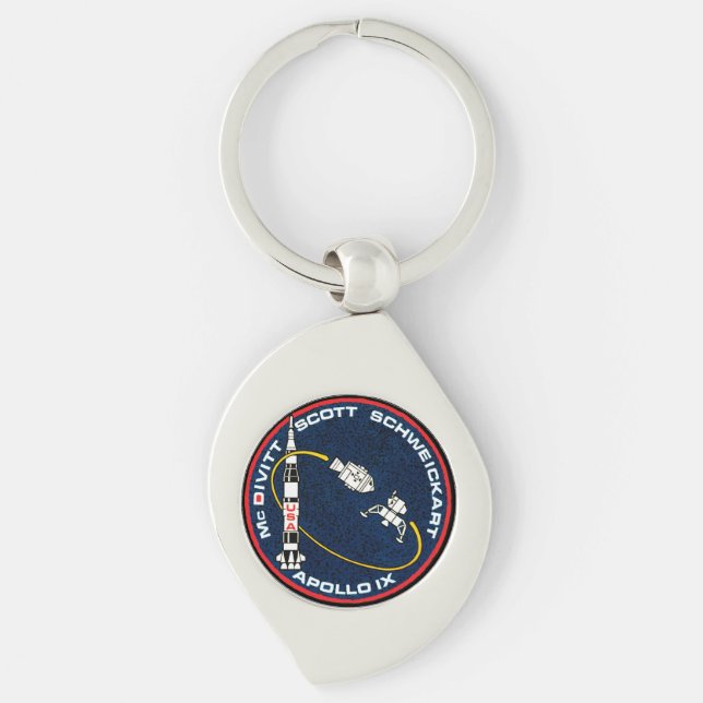Porte-clés Logo de patchs de mission Apollo 9 NASA (Devant)