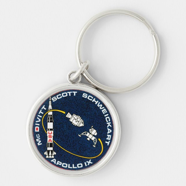 Porte-clés Logo de patchs de mission Apollo 9 NASA (Devant)