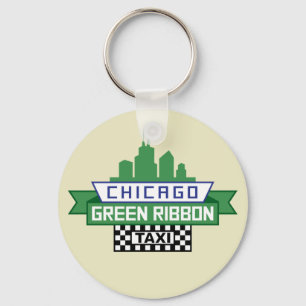 Porte-clés Logo de taxi au ruban vert de Chicago - Art du ven