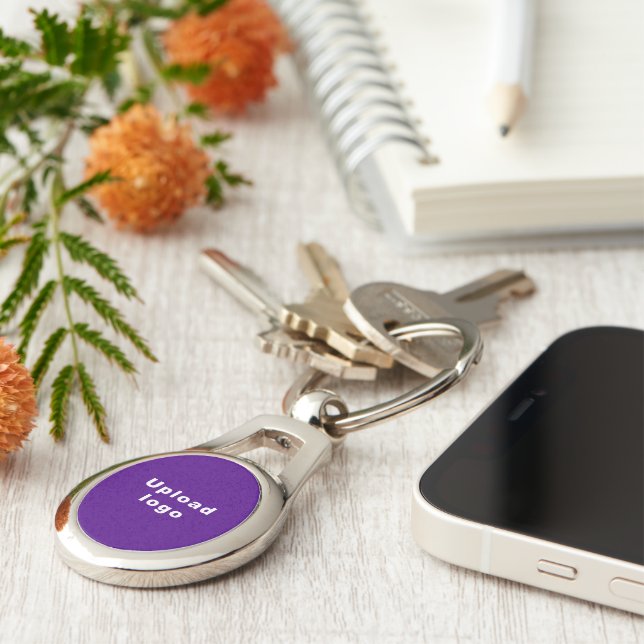 Porte-clés Logo d'entreprise avec Arrière - plan violet sur m (Côté )