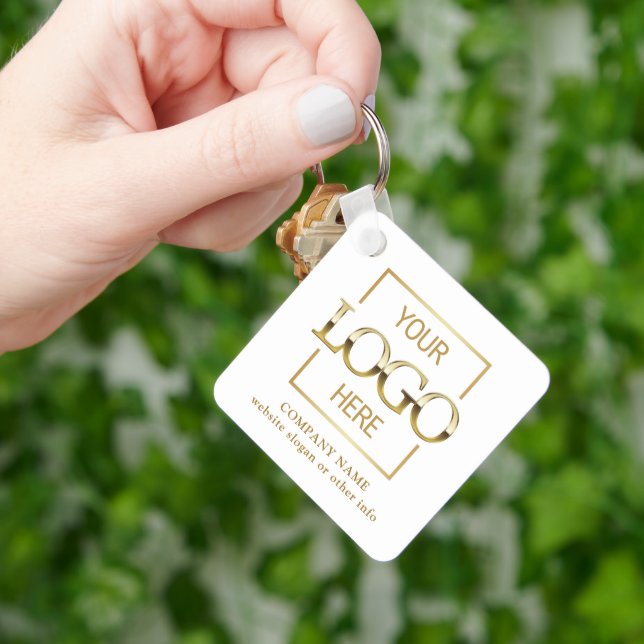 Porte-clés Logo d'entreprise & Code QR personnalisé pour obje (main)