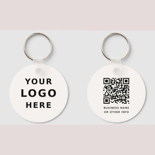 Porte-clés Logo d'entreprise et code QR Simple Minimalist Rou (Créateur téléchargé)