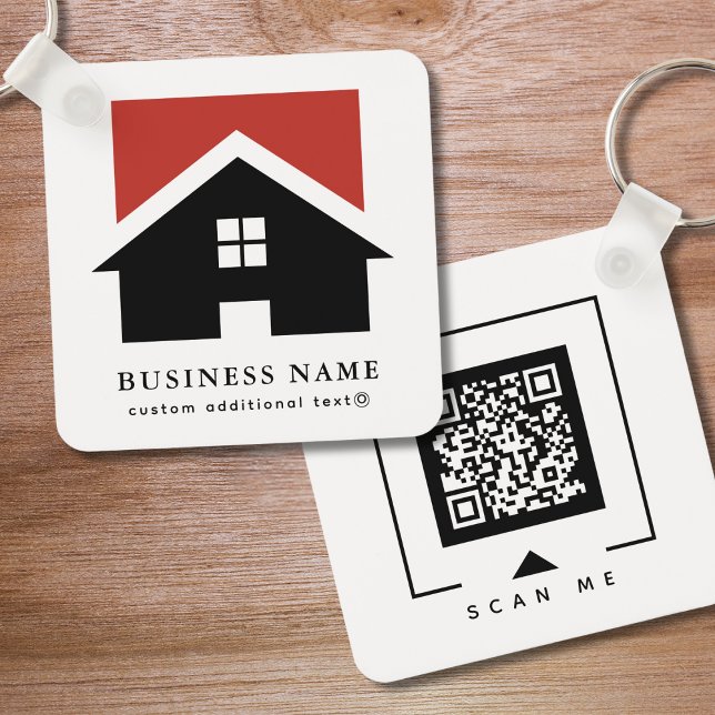 Porte-clés Logo d'entreprise et code QR sur White Company (Créateur téléchargé)
