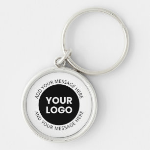 Porte-clés Logo d'entreprise et texte modifiable blanc et noi