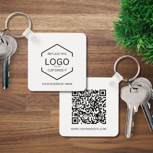 Porte-clés Logo d'entreprise minimaliste de code QR Carré