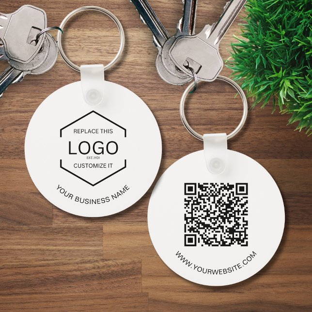 Porte-clés Logo d'entreprise minimaliste de code QR rond (Créateur téléchargé)