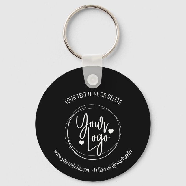 Porte-clés Logo d'entreprise minimaliste noir et blanc (Recto)