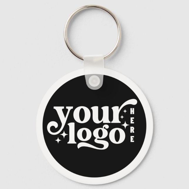 Porte-clés Logo d'entreprise moderne noir élégant professionn (Recto)