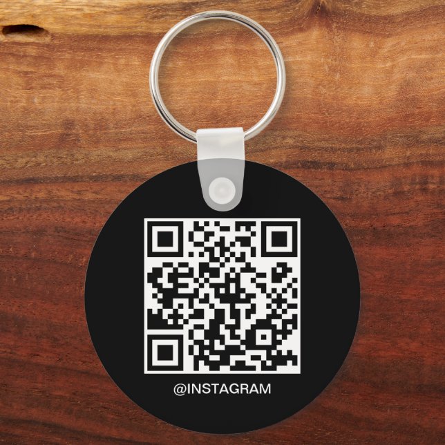Porte-clés Logo d'entreprise personnalisable Code QR noir (Verso)