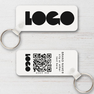 Porte-clés Logo d'entreprise propre et code QR, société horiz