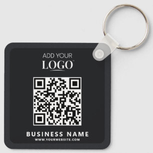 Porte-clés Logo d'entreprise Qr Code promu moderne noir