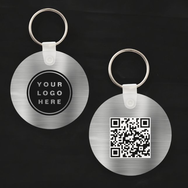 Porte-clés Logo en argent de la société QR Code (Créateur téléchargé)