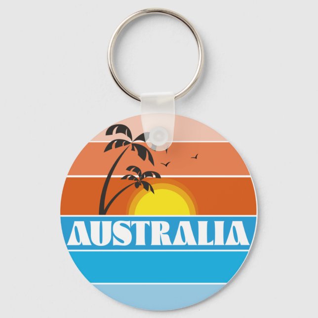 Porte-clés Logo métal rétro de classe d'impression australien (Recto)