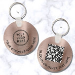 Porte-clés Logo moderne QR Code promotionnel Rose Gold<br><div class="desc">Porte - clé promotionnel simple et moderne pour votre entreprise ou organisation avec un arrière - plan en métal rose brossé. Ajoutez votre logo et votre code QR et une ligne de texte customisé de chaque côté,  comme votre nom d'entreprise,  slogan,  merci,  etc.</div>