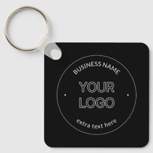 Porte-clés Logo modifiable & nom de l'entreprise   Noir