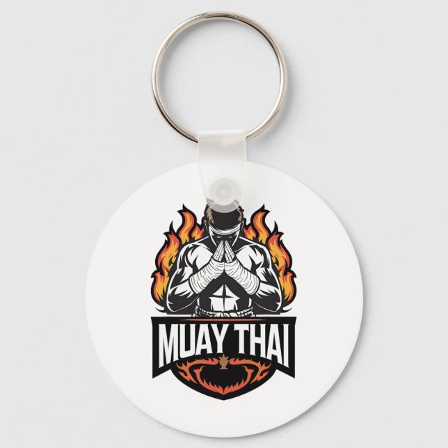 Porte-clés Logo Muay Thai - Thai Boxer Fighter (Recto)