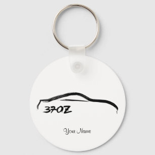 Porte-clés Logo Nissan 370Z avec Arrière - plan noir (blanc/n