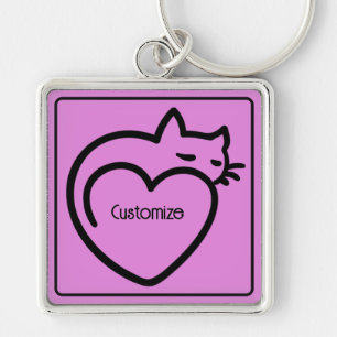 Porte-clés Logo noir personnalisé amour de chats