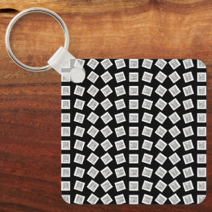 Porte-clés Logo ou motif d'image unique Noir (modifiable)